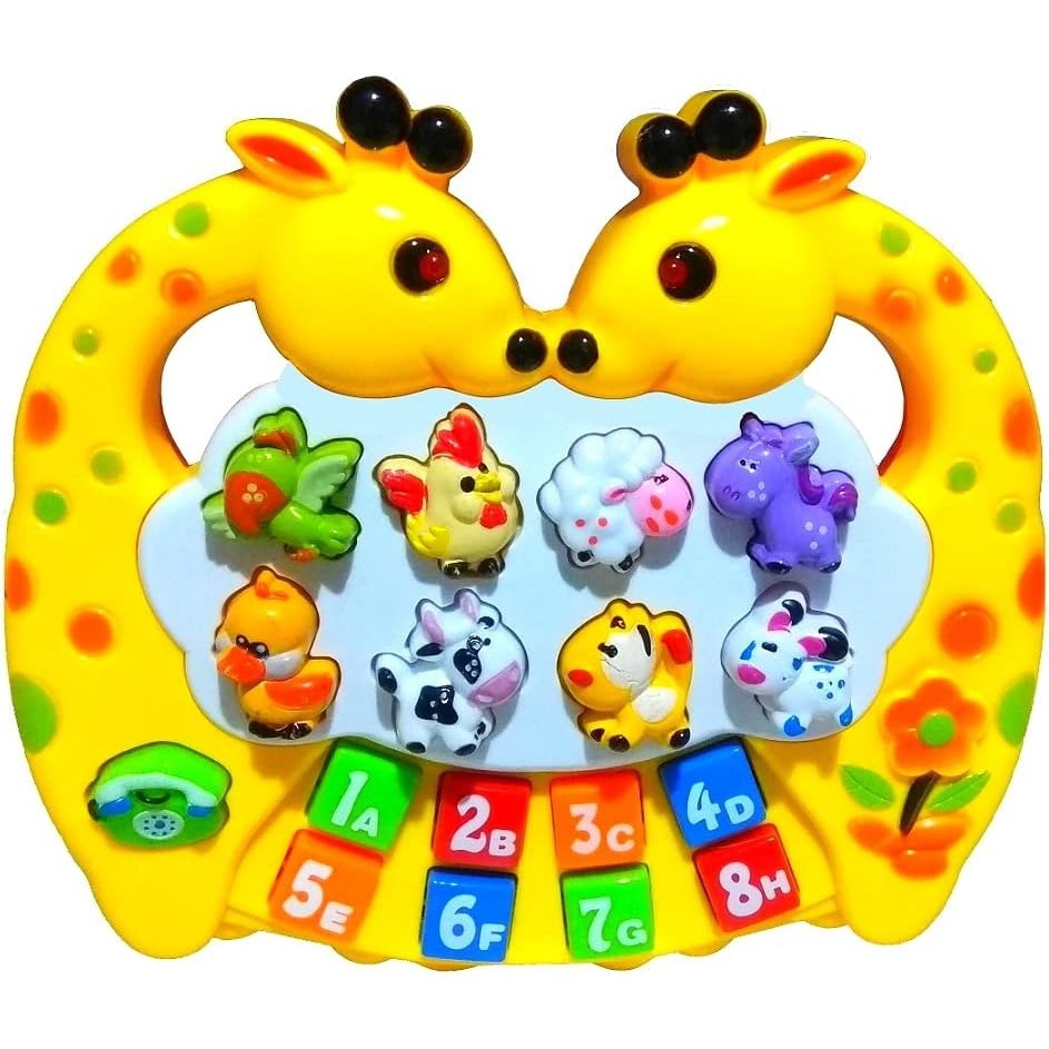 Piano Musical Baby de Girafa Som de Animais Letras e Números