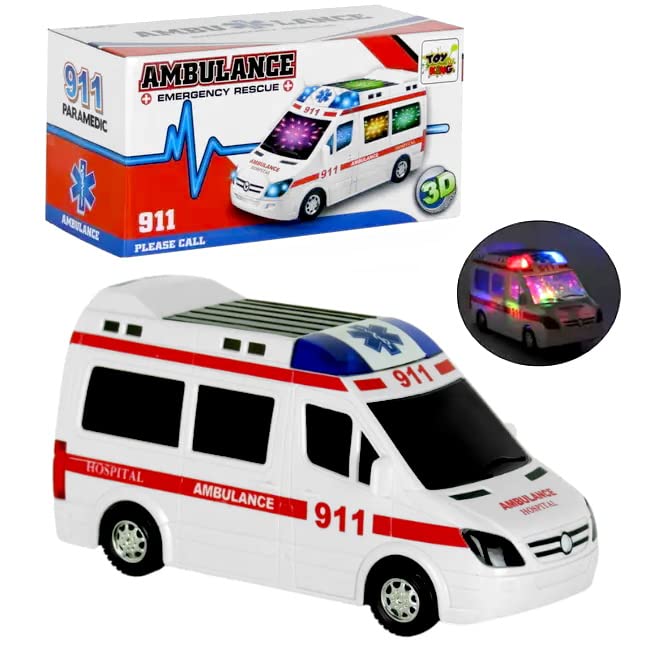 Ambulância de Luz 3D Carro brinquedo com Luz Sons Movimento