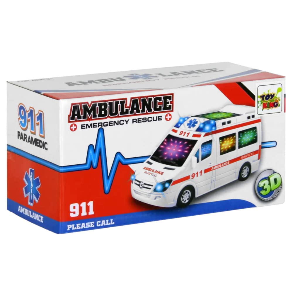 Ambulância de Luz 3D Carro brinquedo com Luz Sons Movimento
