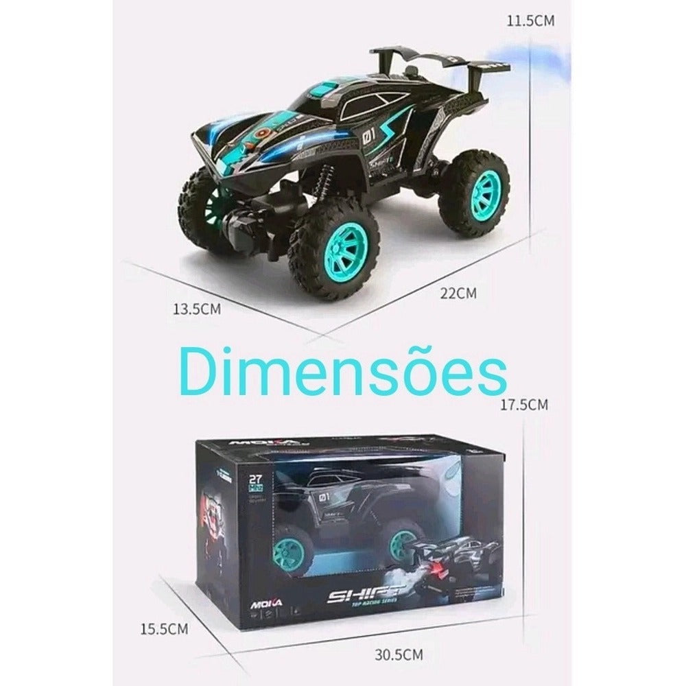 Carrinho de Controle Remoto Rally Recarregável Com Luzes Brinquedo Infantil Divertido Solta Fumaça Cor Aleatória