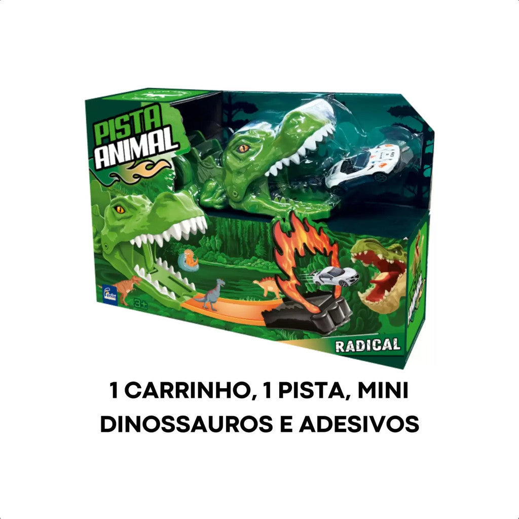 Brinquedo Super Pista Animal Dinossauro Carrinho de Metal