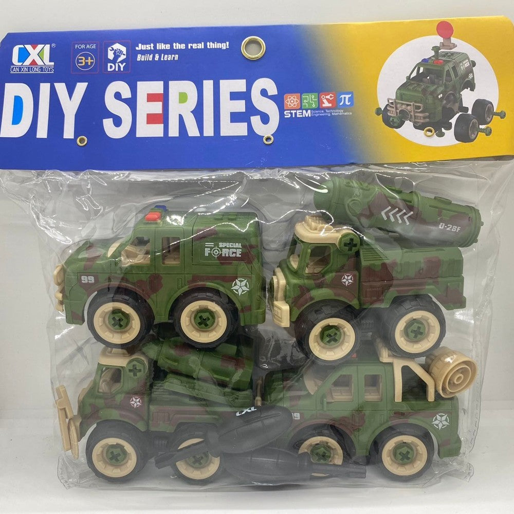 Conjunto Carrinho de Brinquedo Fricção Militar Caminhão