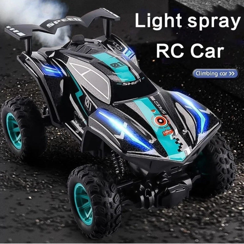 Carrinho de Controle Remoto Rally Recarregável Com Luzes Brinquedo Infantil Divertido Solta Fumaça Cor Aleatória
