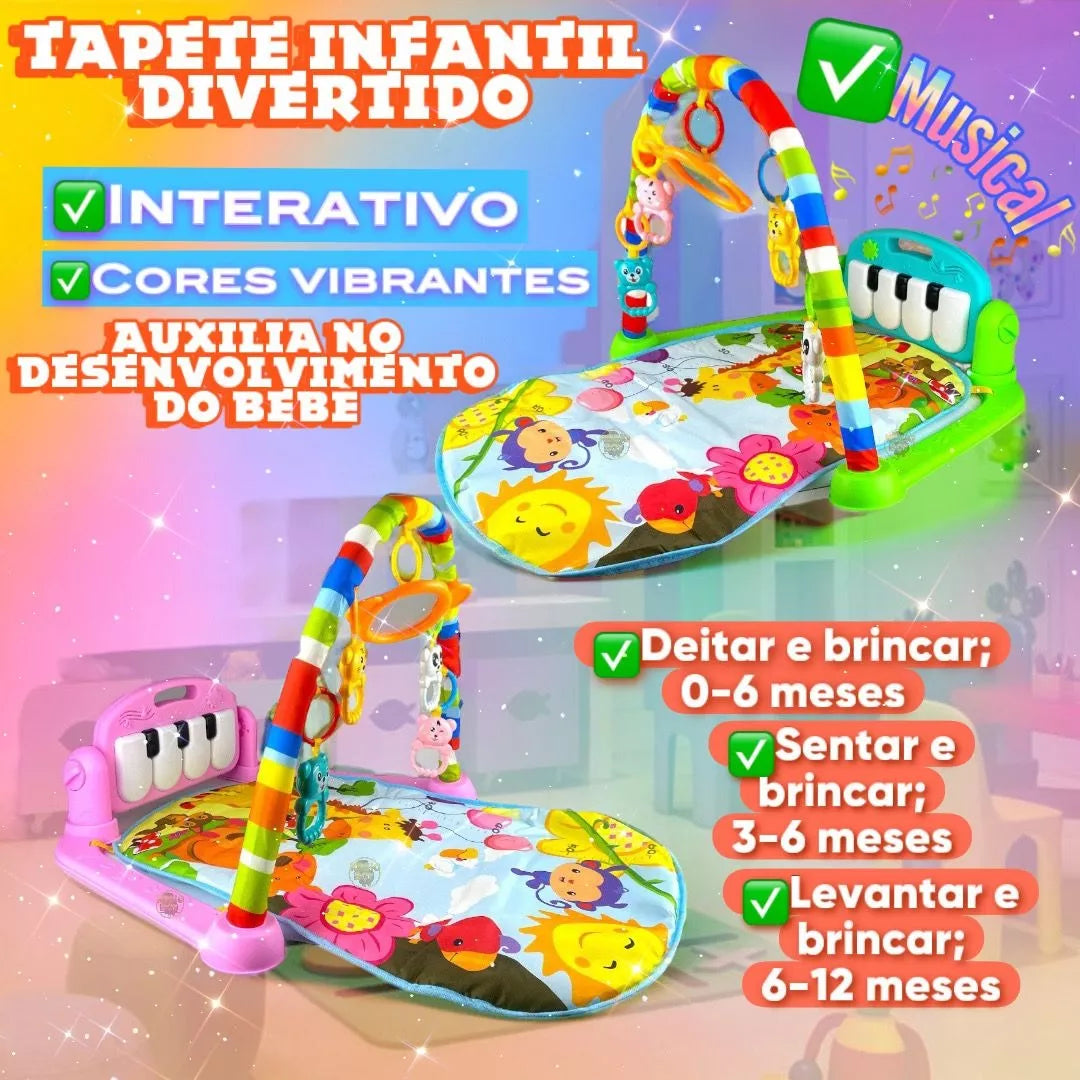 Tapete de Atividades Para Bebês Com Piano Musical e Mobile