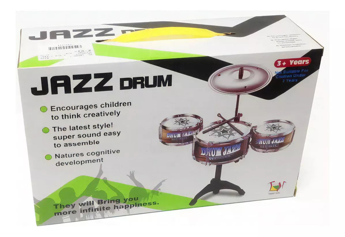Bateria Infantil 3 Tambores 1 Prato Happy Jazz Drum Cor Azul