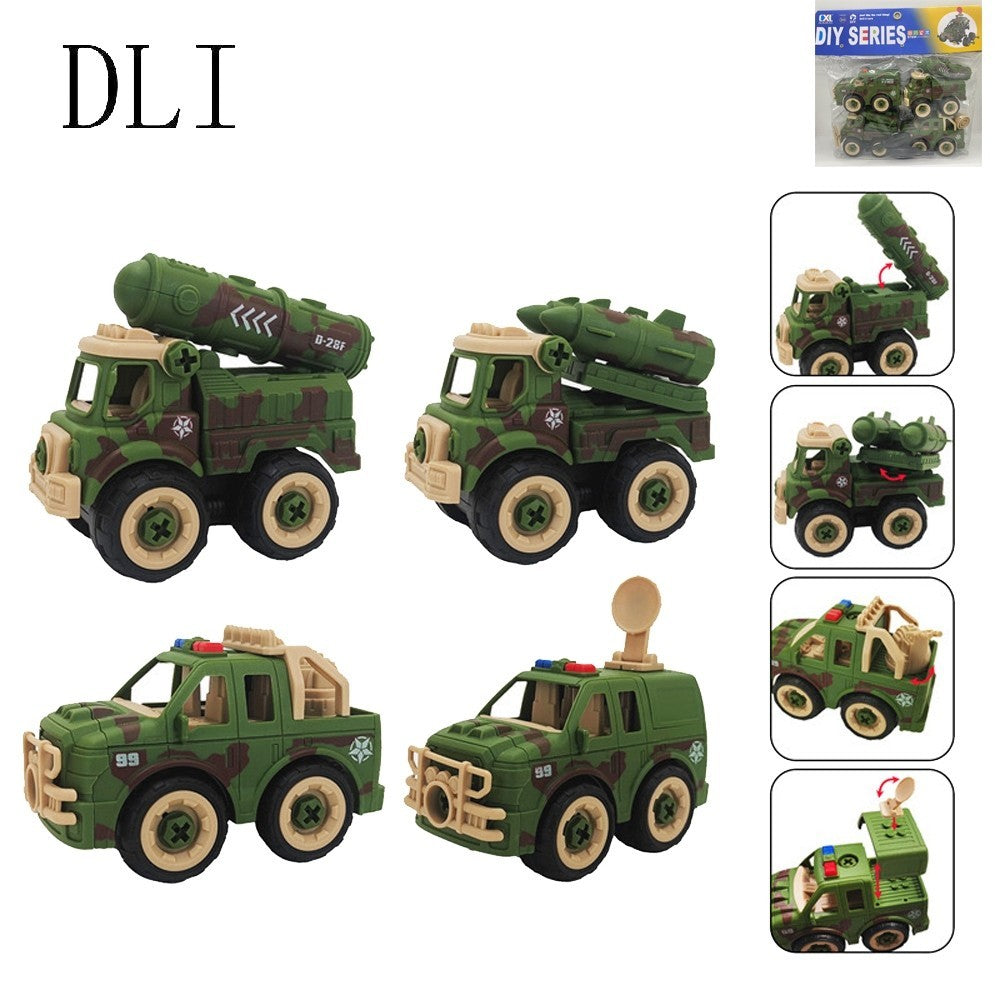 Conjunto Carrinho de Brinquedo Fricção Militar Caminhão