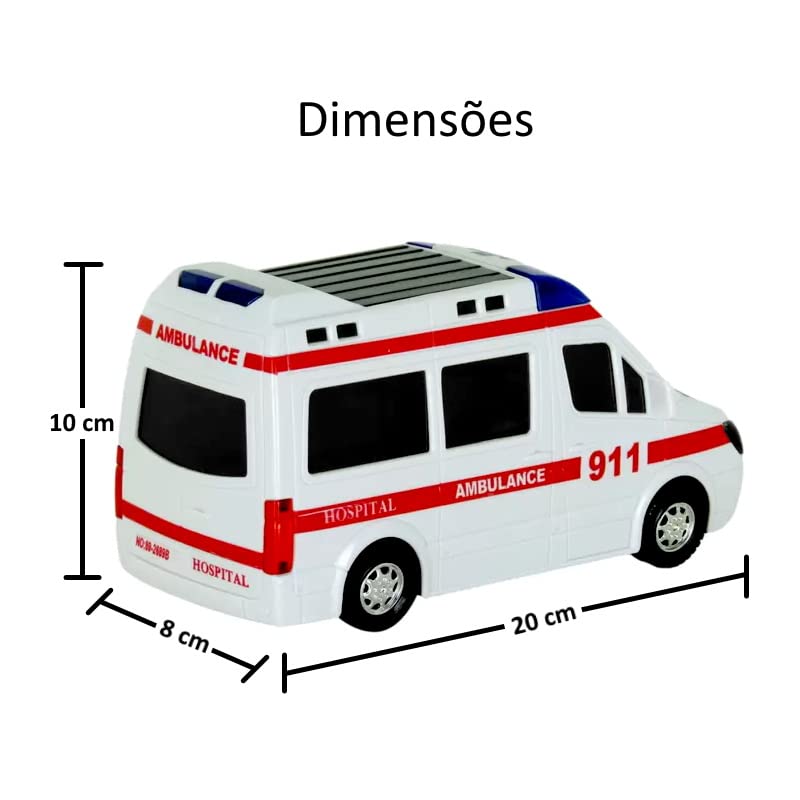 Ambulância de Luz 3D Carro brinquedo com Luz Sons Movimento