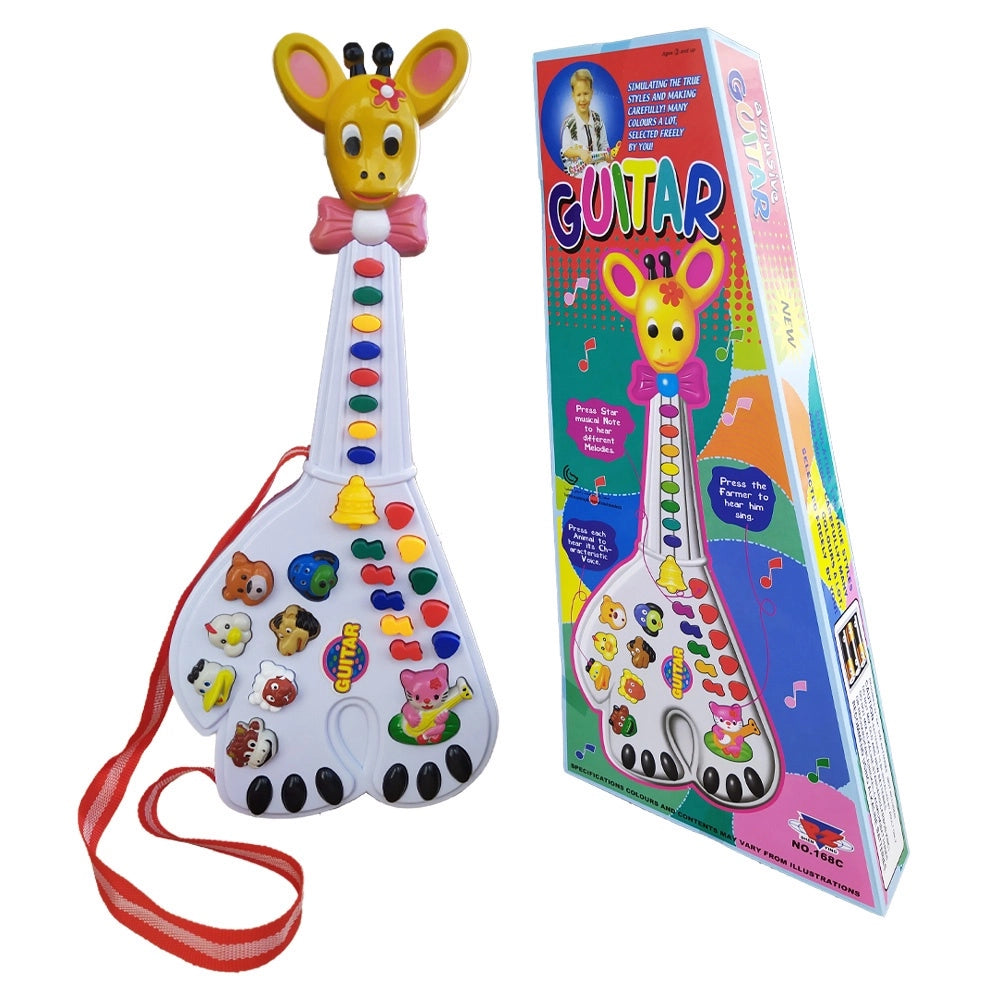 Brinquedo Guitarra de Animais Infantil Musical Bebê Com Luz
