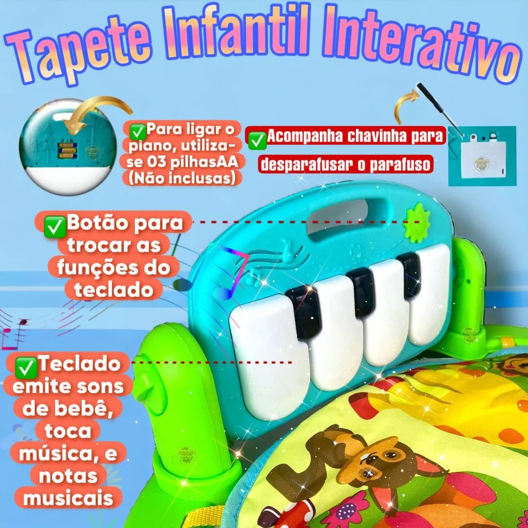 Tapete de Atividades Para Bebês Com Piano Musical e Mobile