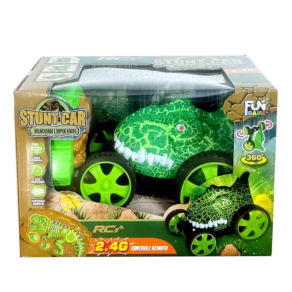 Carro de Controle Maluco Recarregável com Luz T-Rex Infantil Controle Remoto Altas Aventuras