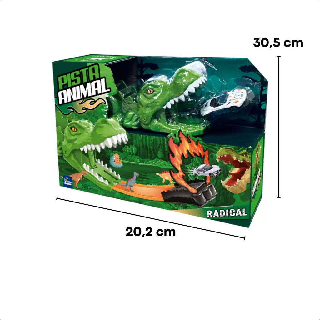 Brinquedo Super Pista Animal Dinossauro Carrinho de Metal